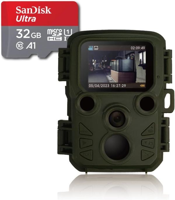 小型 Full HD 防犯カメラ トレイルカメラ 屋外 防水 防塵 IP66対応 1080p対応 モーションのみ 赤外線LED_画像1