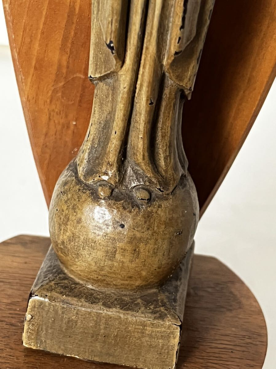 キリスト教　マリア像　木彫刻　アンティーク_画像4