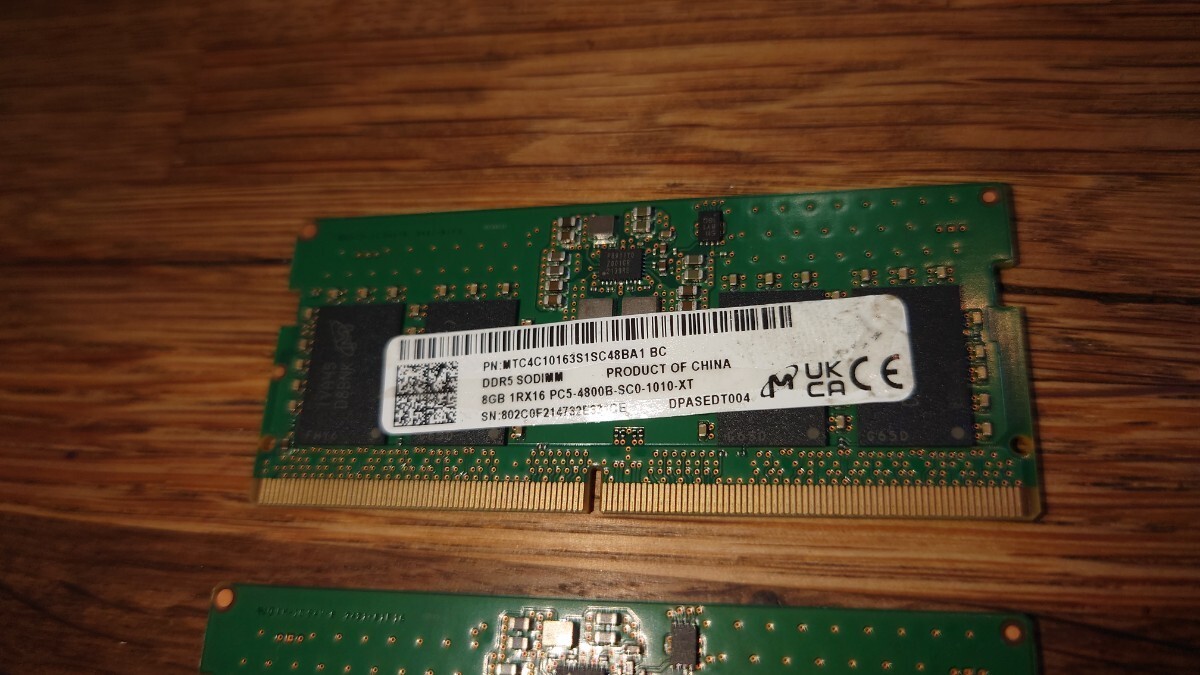 DDR5 SODIMM 16GB(8GB×2枚) 1RX16 PC5-4800-SC0-1010-XT ノート用メモリ メモリ SO-DIMM_画像2
