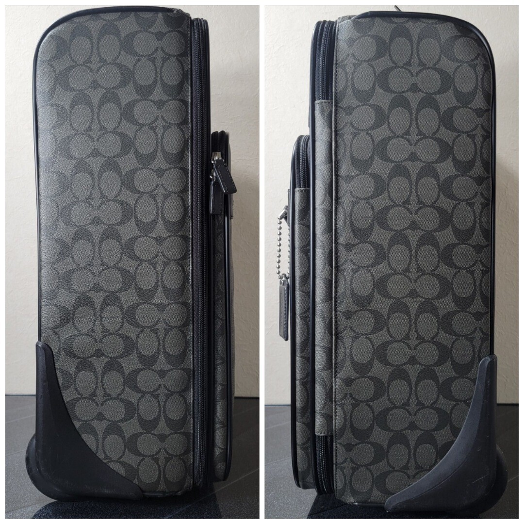 1円 COACH コーチ F77280 シグネチャー PVC 2輪 キャリーバッグ キャリーケース スーツケース ブラック系×グレー系 AV5426 の画像4