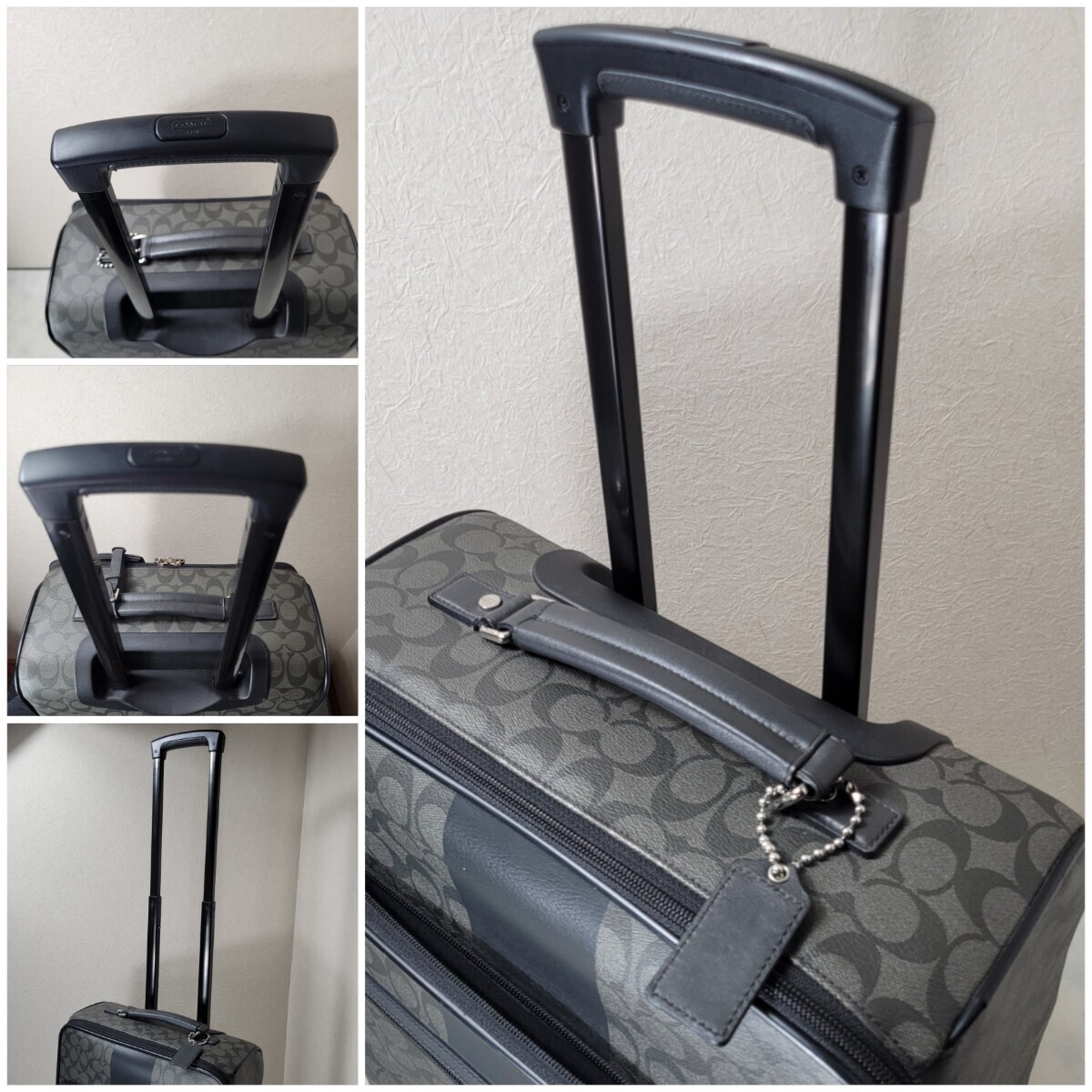 1円 COACH コーチ F77280 シグネチャー PVC 2輪 キャリーバッグ キャリーケース スーツケース ブラック系×グレー系 AV5426 の画像5