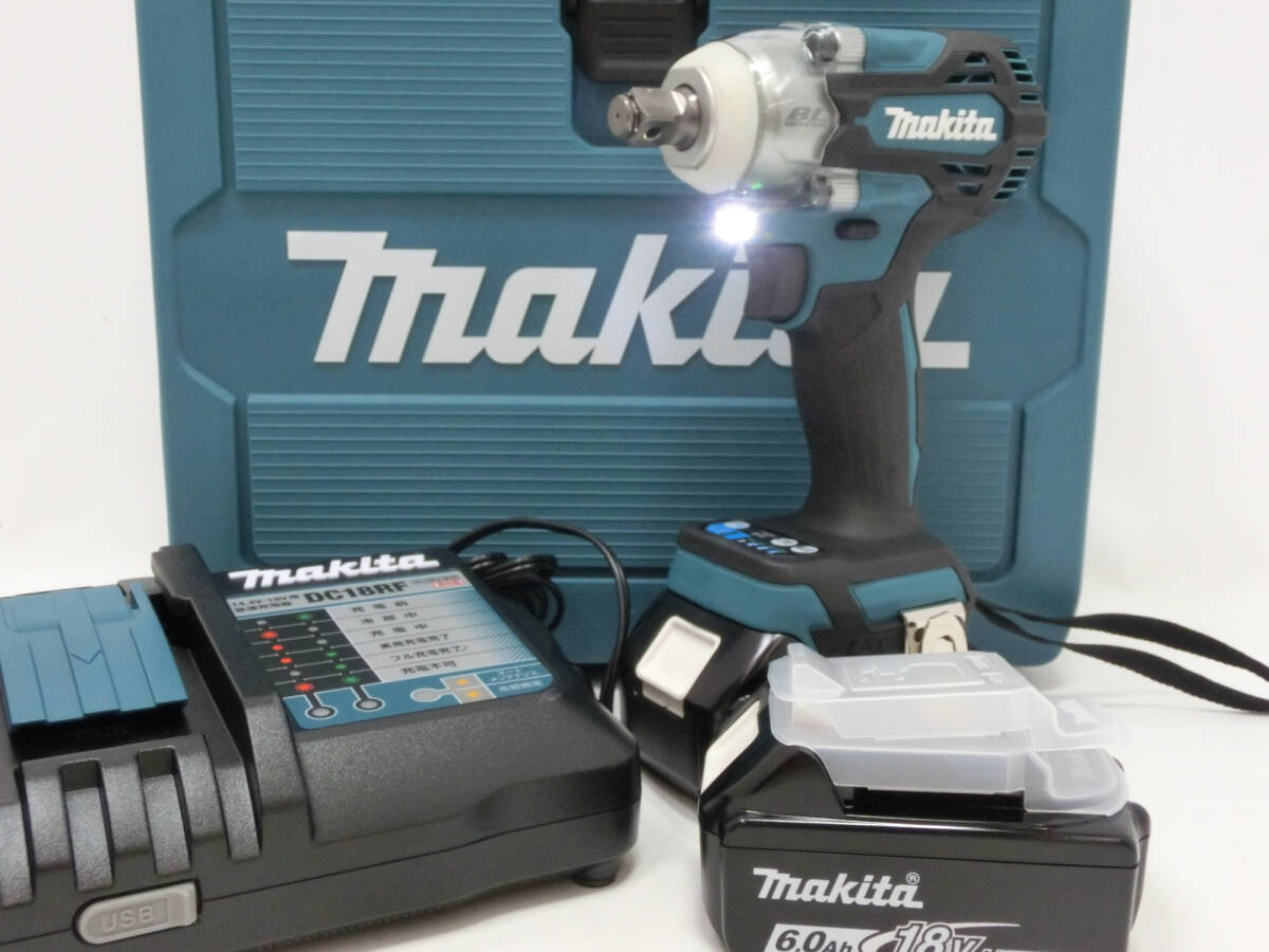 ‡ 0207 【未使用品】 makita マキタ 充電式インパクトレンチ TW300DRGX 青 18V6Ah バッテリ2本・充電器・ケース付 通電/充電確認済_画像1