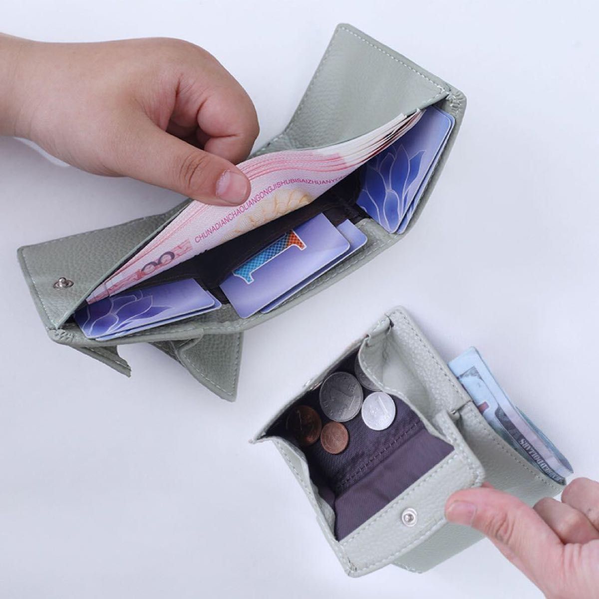 ピンク ミニ財布 スキミング防止　三つ折り　コンパクト　キャッシュレス