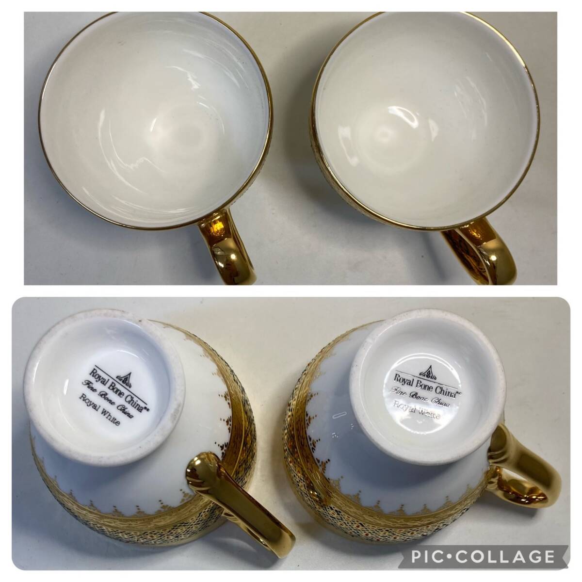 [5-26] Royal Bone China カップ＆ソーサー 2客セット Fine Bone China 18K?の画像4