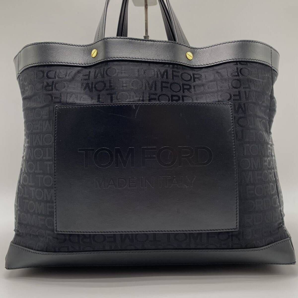 [ современная модель / превосходный товар ]TOM FORD Tom Ford большая сумка рука плечо 2way бизнес плечо .. Logo общий рисунок кожа черный большая вместимость A4