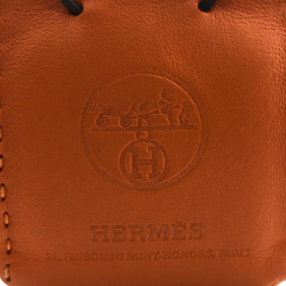 HERMES/エルメス アニョーミロ キーホルダー ヴォーエプソン チャーム オレンジ ユニセックス ブランド
