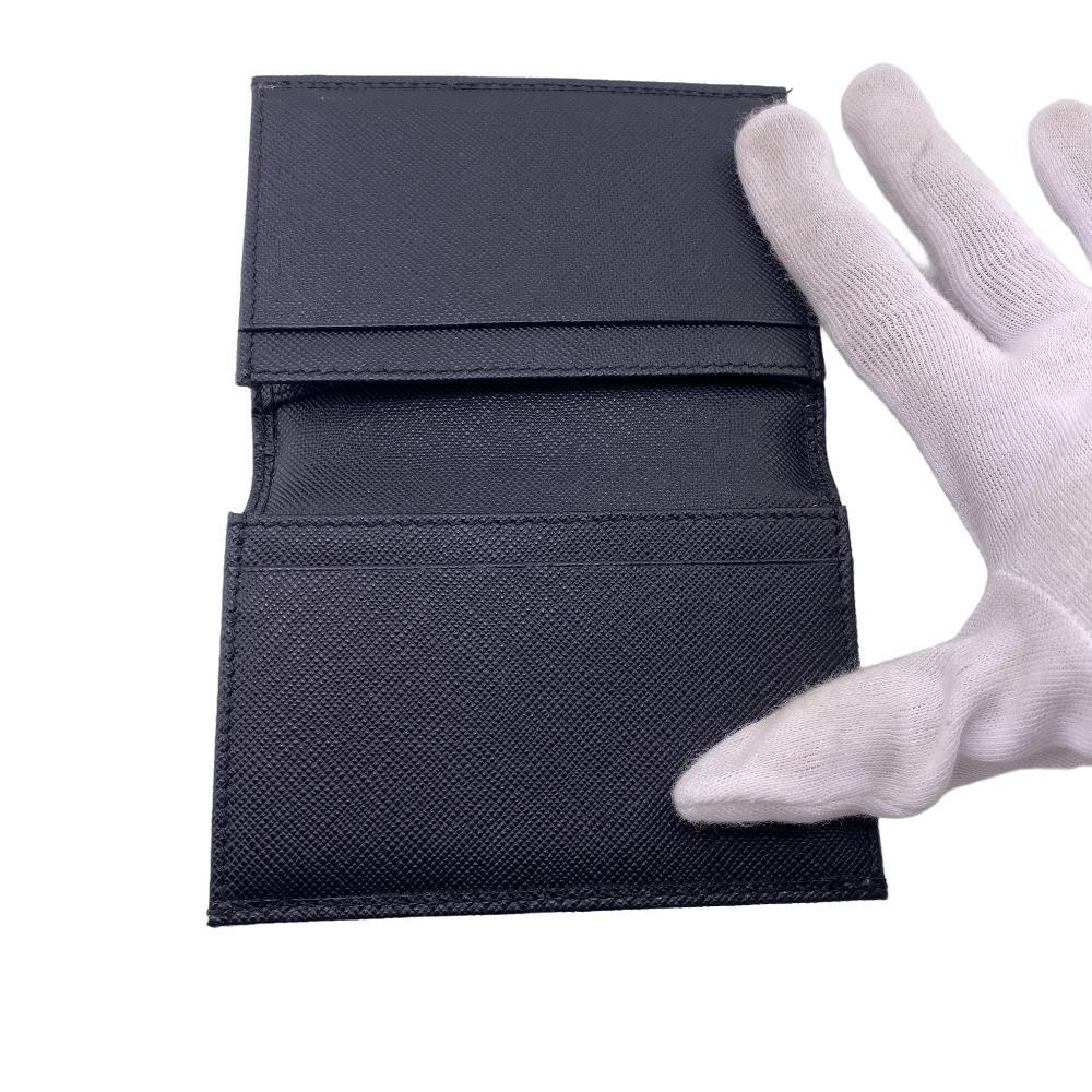 PRADA/プラダ 二つ折り財布 レザー カードケース ブラック レディース ブランド