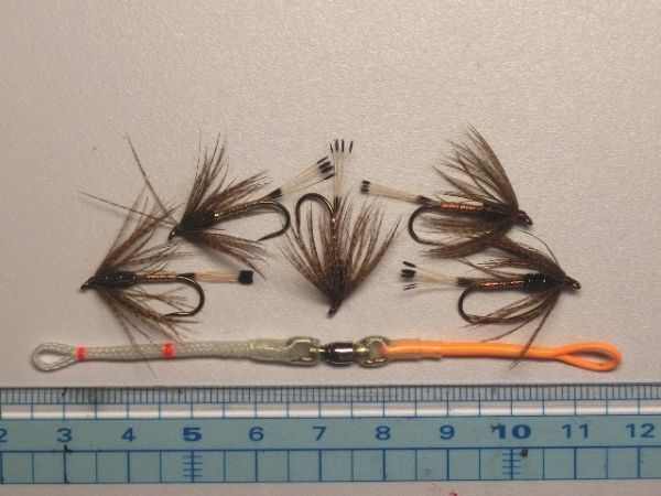 N132. Soft Hackle Wet Mayfly#10BL/5＋ベアリングスイベル1P_フライ５Ｐ＋ラインジョイント