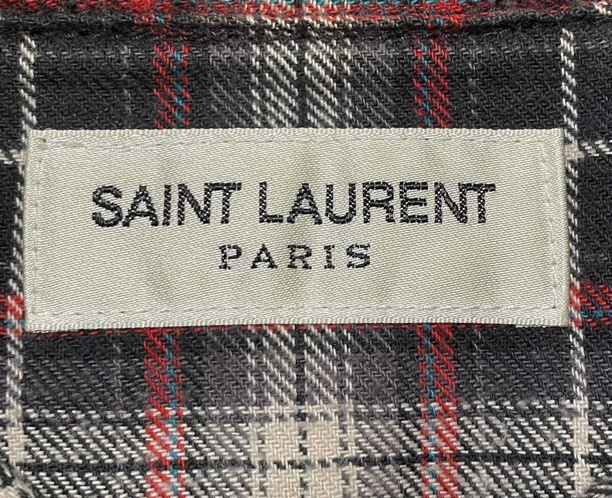 16SS солнечный rolan Париж we Stan проверка рубашка S размер фланель рубашка Saint Laurent Paris Эдди потертость man 