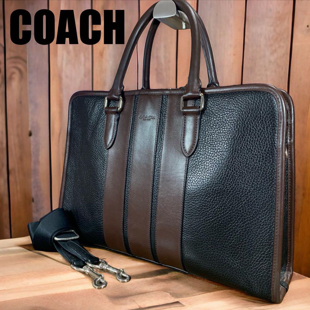 *1 jpy start * COACH Coach Coach bond business bag briefcase shoulder 2WAY all leather bai color black Brown 