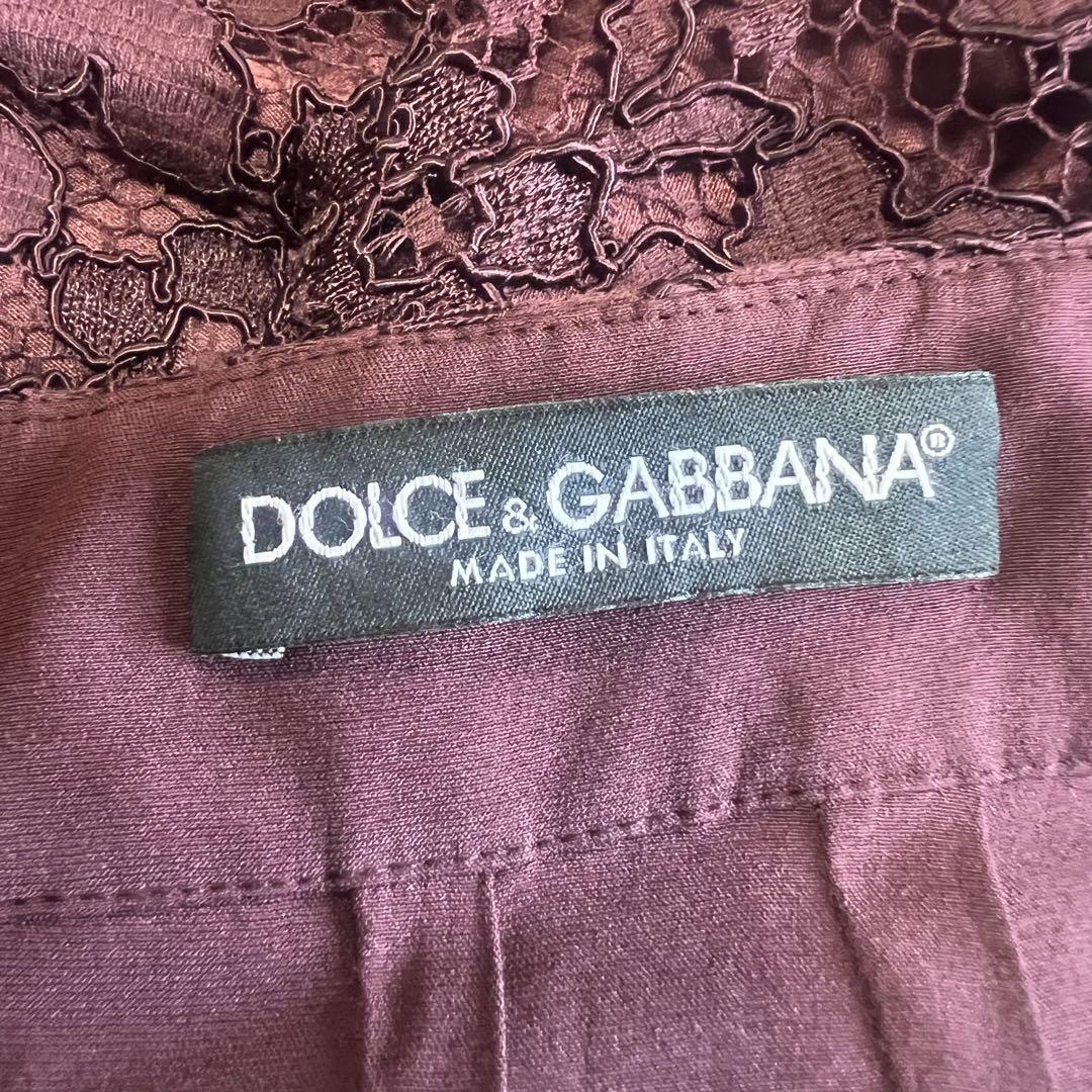 【美品】DOLCE&GABBANA 総レーススカート パープル 40 膝丈　ドルチェアンドガッバーナ　L