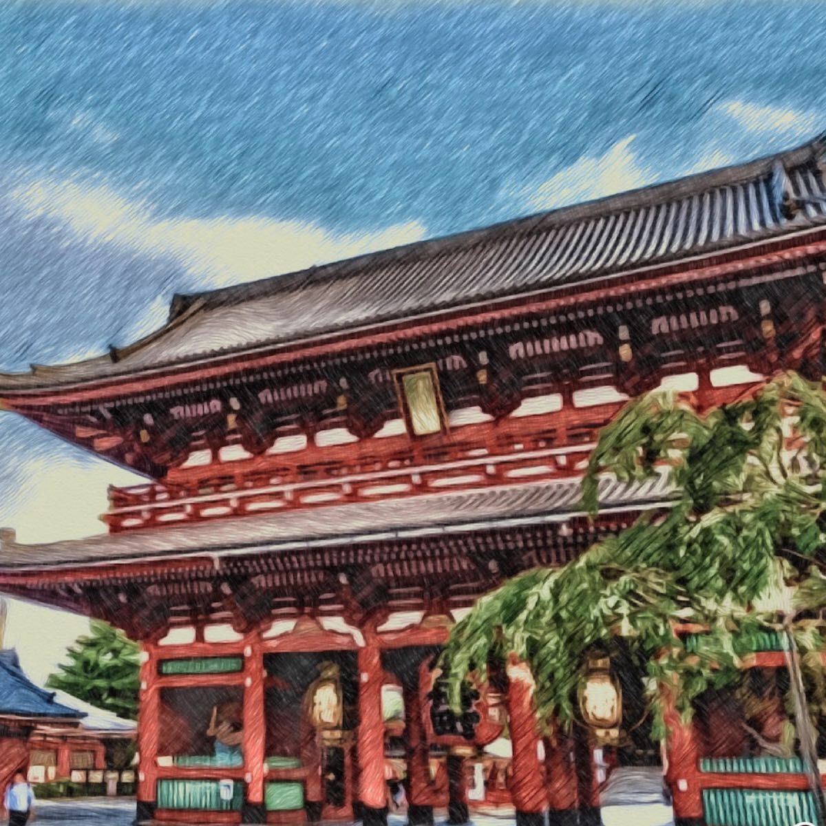 アニメーション聖地巡礼絵画 鬼滅の刃 額縁25㎝×34㎝ 背景原画 宝満竈門神社 アニメ聖地巡礼絵画鬼滅の刃額縁25㎝×34㎝背景原画作家直筆サイン