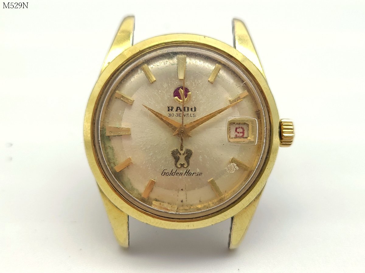 RADO ラドー Golden Horse ゴールデンホース 11674 自動巻き 30石 デイト ゴールド メンズ 腕時計 稼働品 現状品 M529NXの画像1