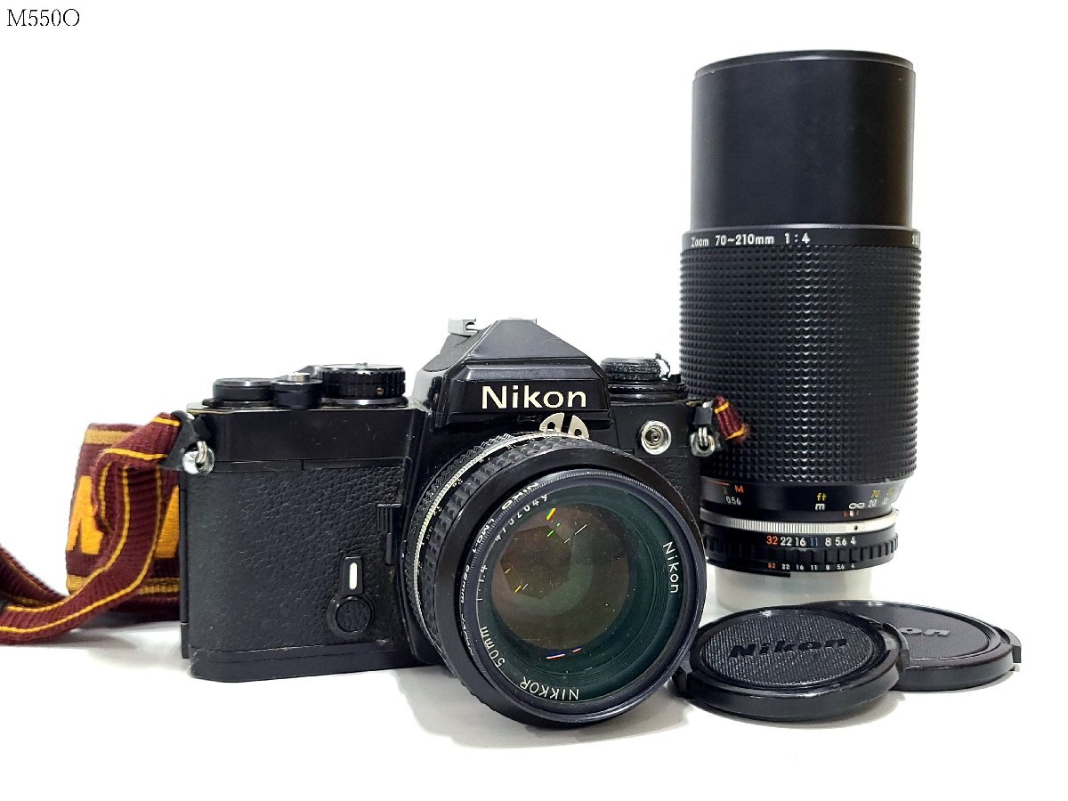 Nikon FE NIKKOR 50mm 1:1.4 Zoom 70-210mm 1:4 ニコン 一眼レフ フィルムカメラ ブラックボディ レンズ M550OC_画像1