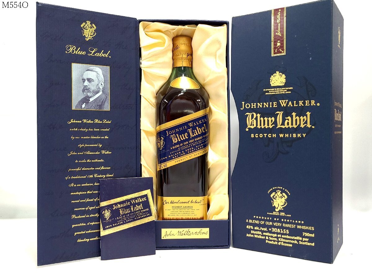 未開栓 JOHNNIE WALKER ジョニーウォーカー Blue Label ブルーラベル 青ラベル 43％ 750ml スコッチウイスキー 冊子 箱付き 古酒 M554O._画像1