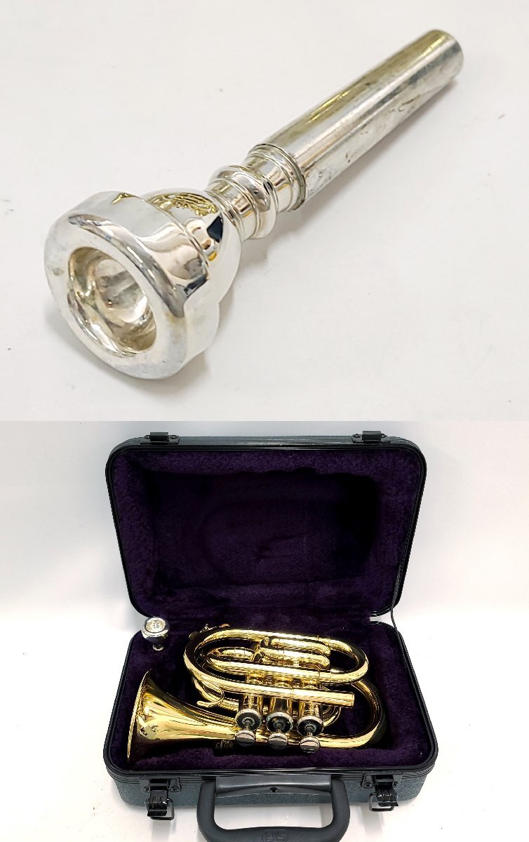 J.Michael Jマイケル ポケットトランペット マウスピース ゴールド ハードケース付き 金管楽器 M376OAの画像8
