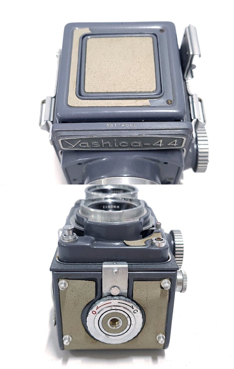 Yashica-44 Yashikor 1:3.5 f=60mm ヤシカ 二眼レフ フィルムカメラ フード ケース付き シャッターOK M291OAの画像4