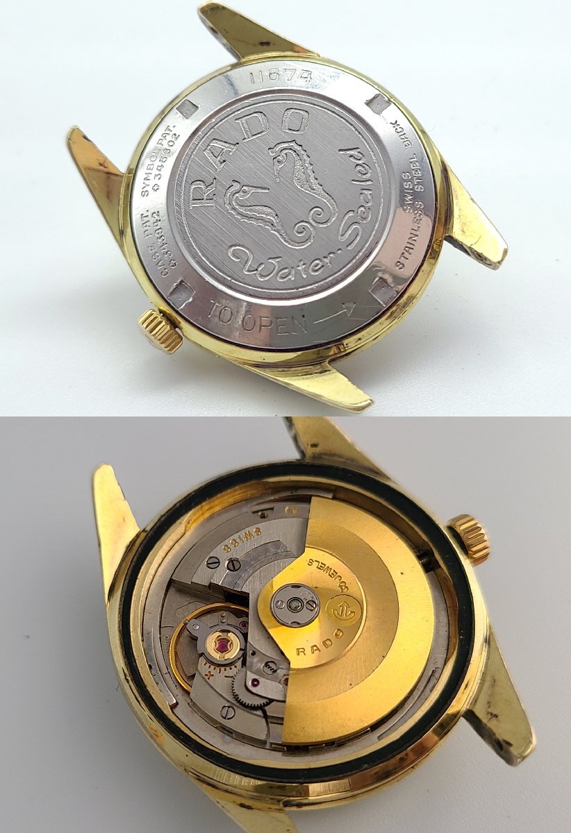RADO ラドー Golden Horse ゴールデンホース 11674 自動巻き 30石 デイト ゴールド メンズ 腕時計 稼働品 現状品 M529NXの画像4