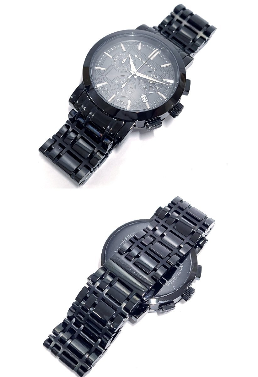 BURBERRY バーバリー クロノグラフ BU1373 クォーツ デイト メンズ 腕時計 ブラック 黒 稼働品 M330OFの画像4
