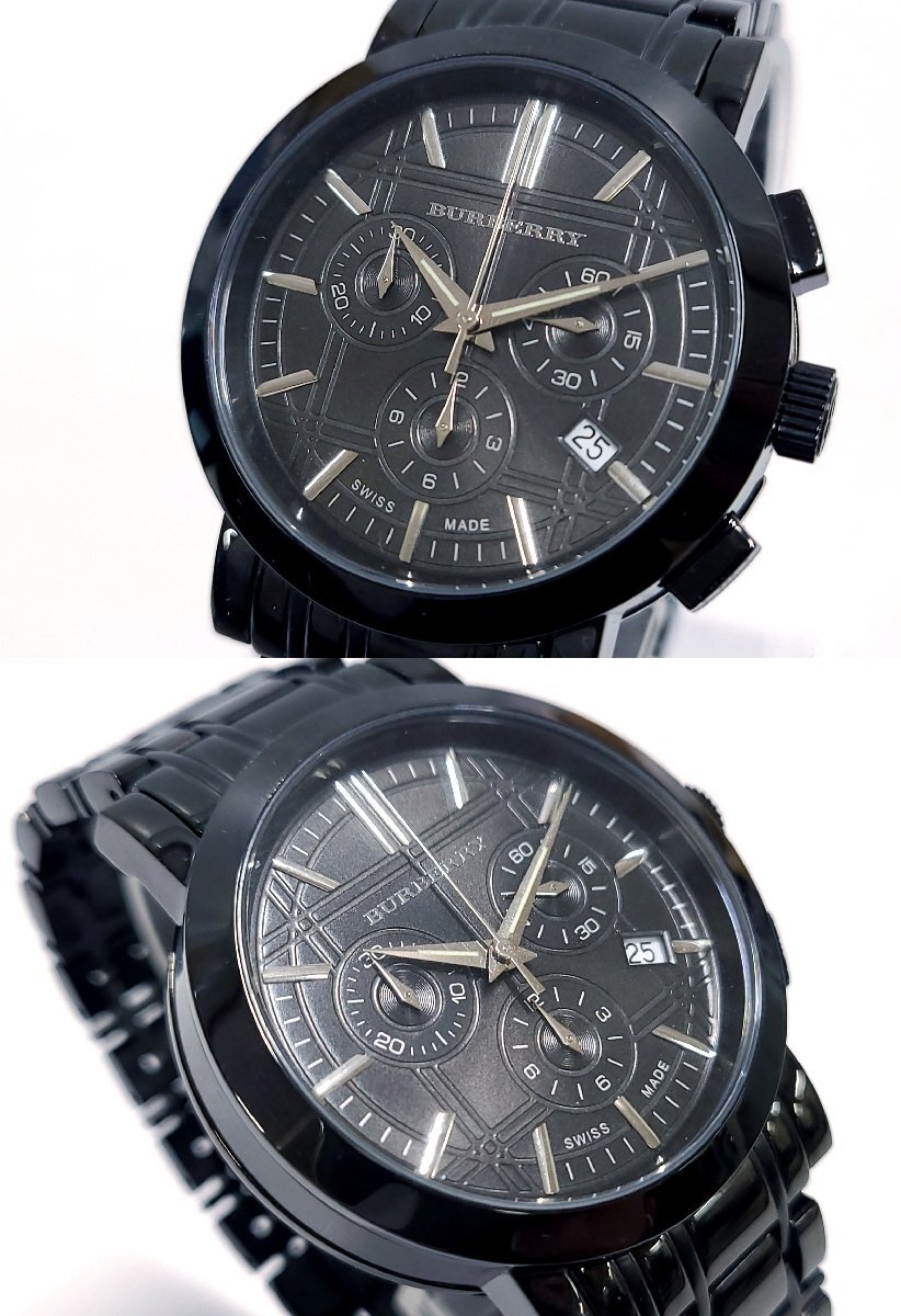 BURBERRY バーバリー クロノグラフ BU1373 クォーツ デイト メンズ 腕時計 ブラック 黒 稼働品 M330OFの画像2