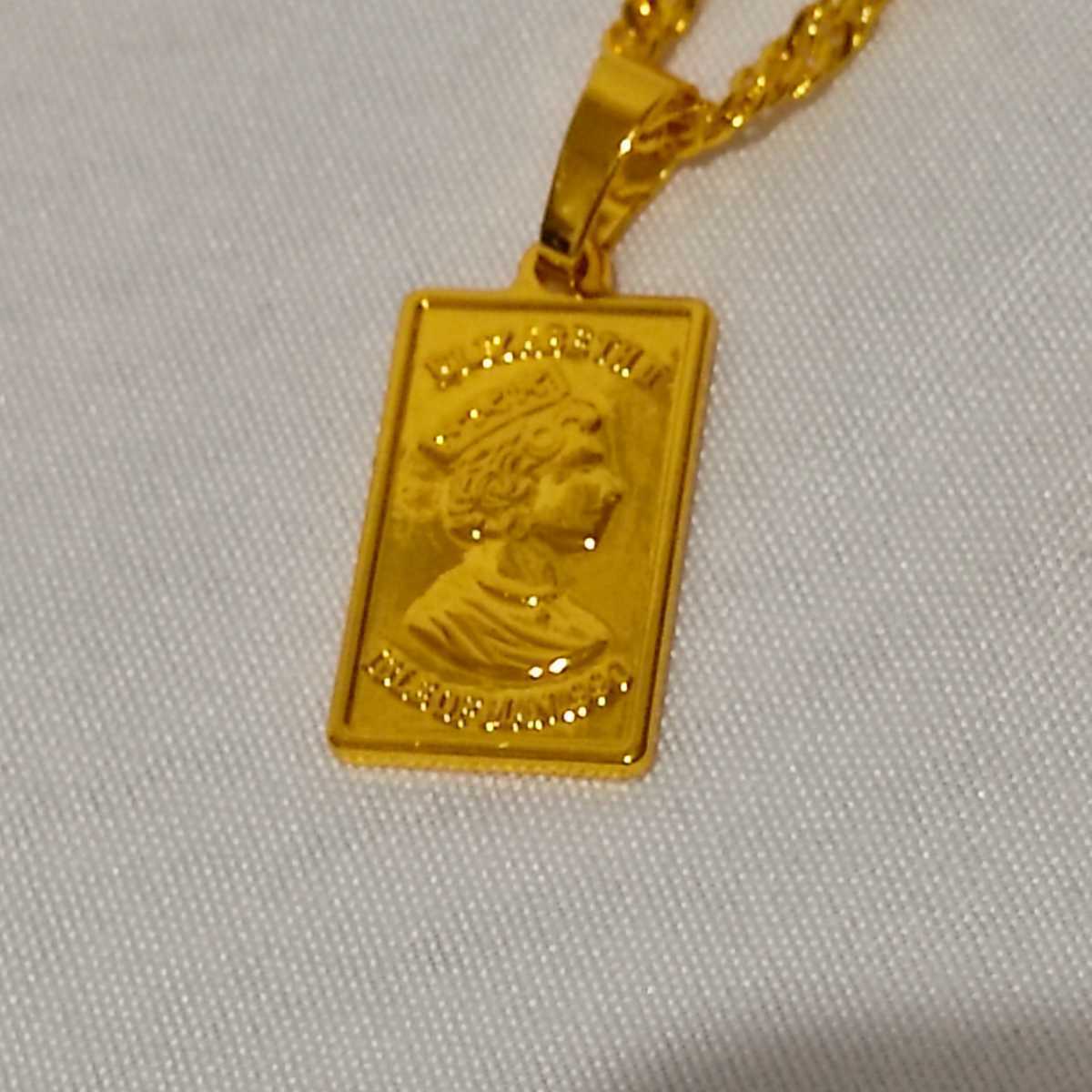 1円スタート エリザベス コインデザイン ネックレス 18K Gold Plated 18KGP 鍍金 ゴールド 45-48㎝ ペンダント necklace レディース 141の画像5