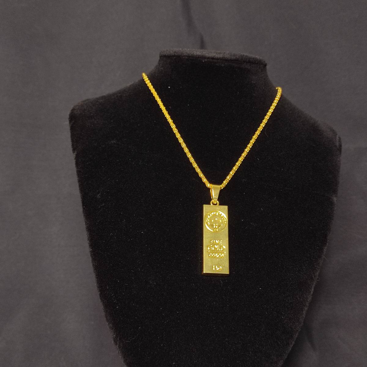 1円スタート インゴット ネックレス 18K Gold Plated 18KGP 鍍金 延べ棒 ゴールド necklace 75㎝ レディース メンズ ユニセックス 157_画像2