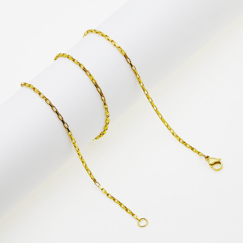 1円スタート あずきチェーン ネックレス 18K Gold Plated 18KGP 鍍金 ゴールド ロング necklace 48cm レディース メンズ ユニセックス 300_画像4