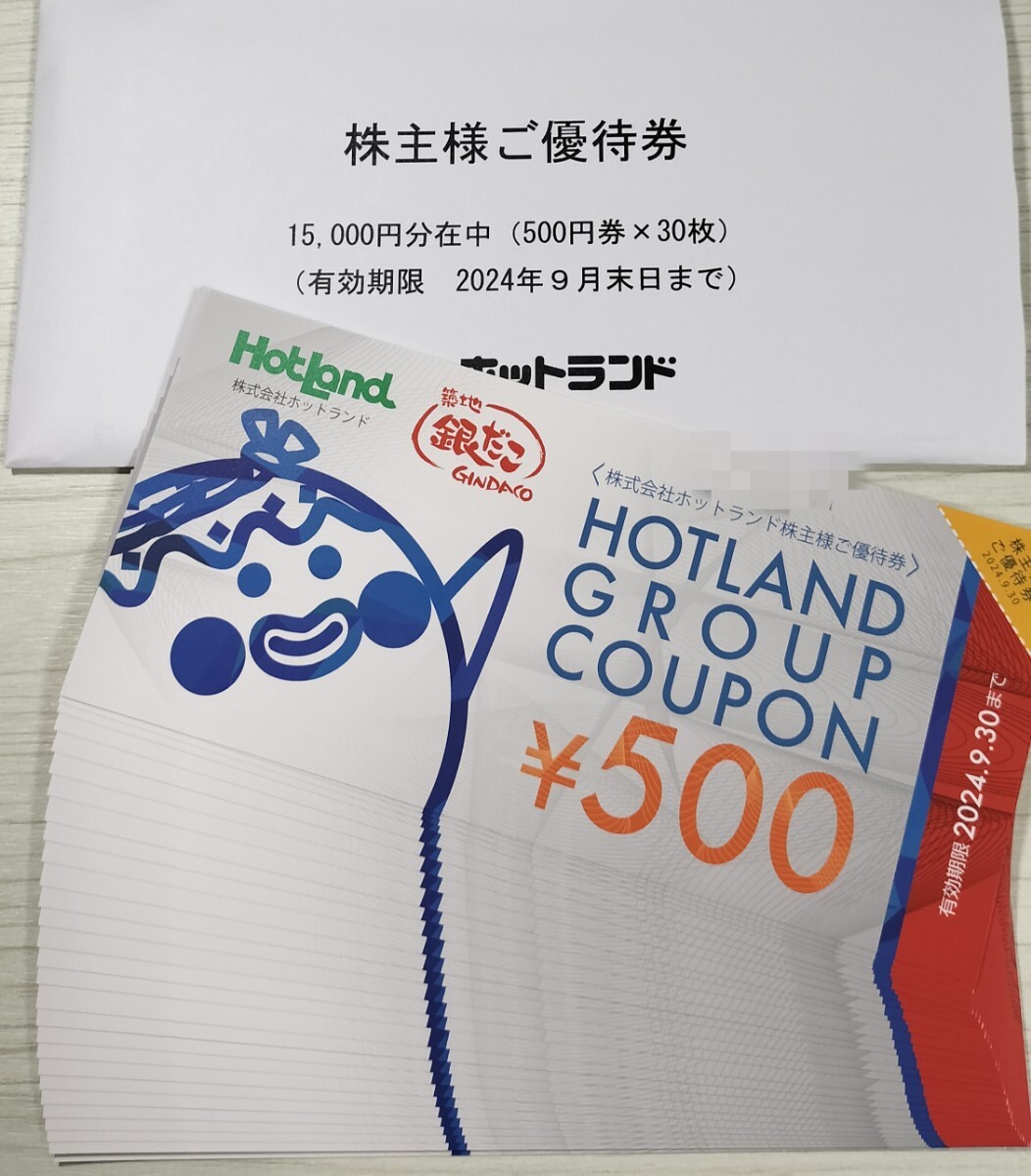 ☆最新・匿名配送☆ホットランド 株主優待券 15000円分（500円×30枚）築地銀だこの画像1