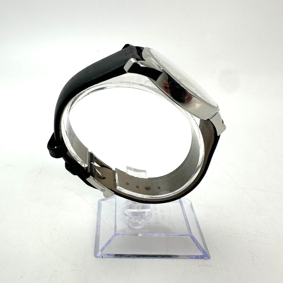 KA★ TIFFANY&Co. ティファニー 腕時計 クォーツ レザー 純正 稼働品 ホワイト文字盤 メンズの画像4
