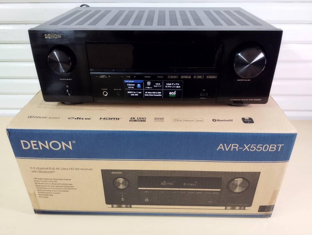 【動作保証】 DENON 5.2ch AVサラウンドレシーバー AVR-X550BT 元箱あり オーディオ 音響機器 ガリなし 良バランス デノン_画像1