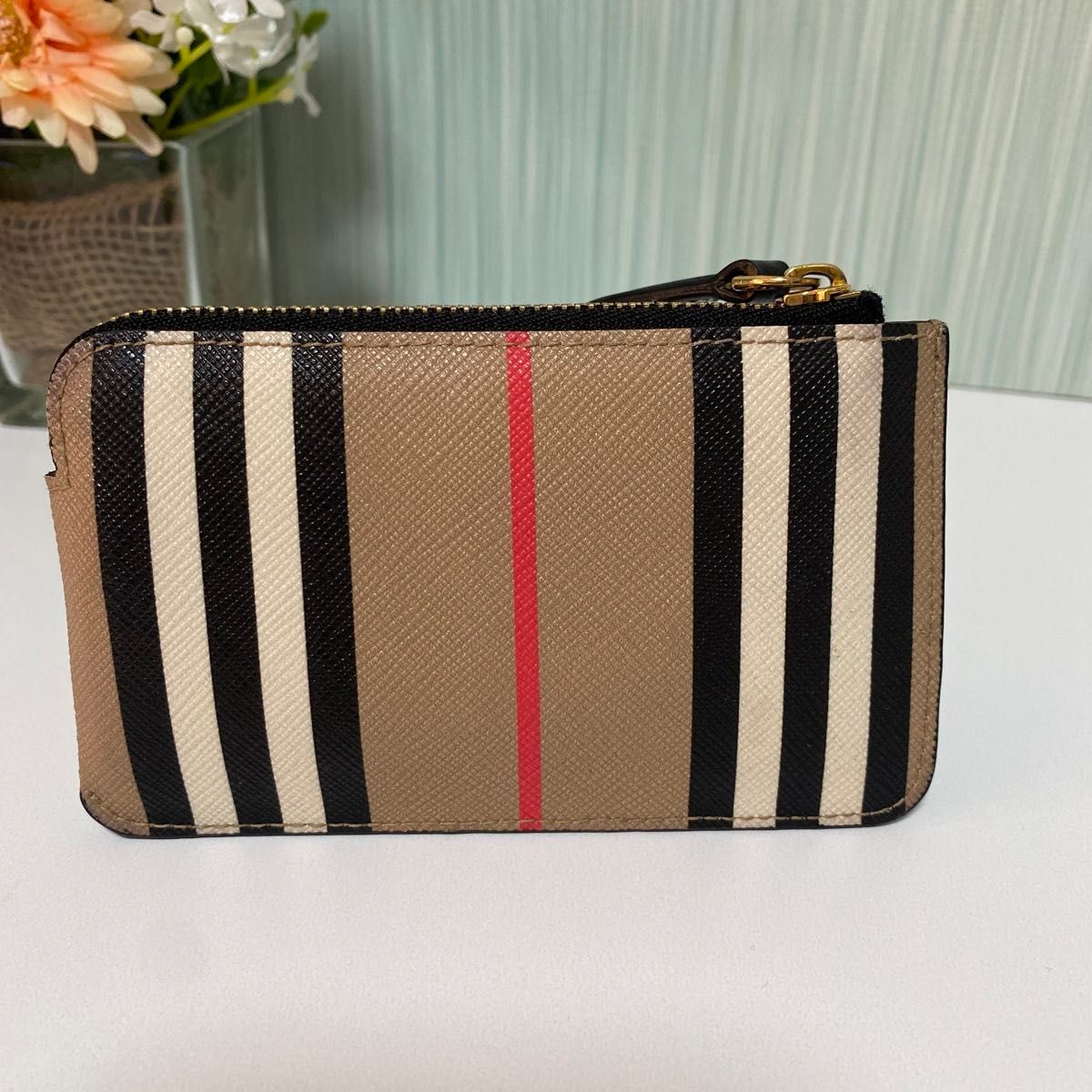 良品 BURBERRY アイコンストライプ コインケース カードケース PVC