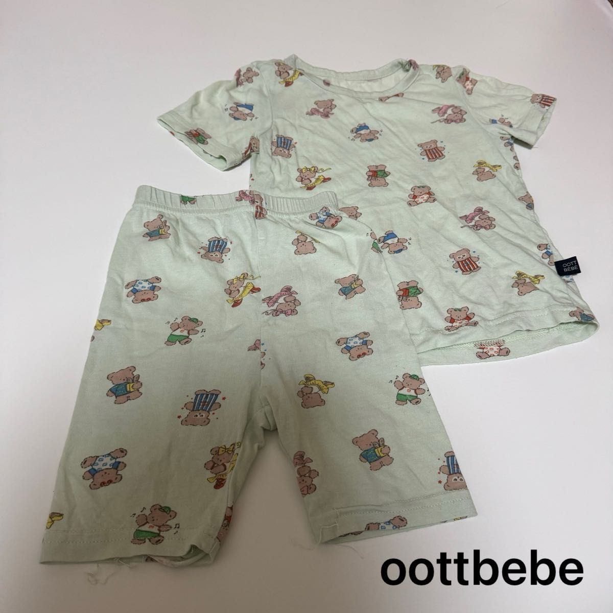 oottbebe オトべべ パジャマ 部屋着 XS  グリーン 半袖パジャマ キッズ 韓国ブランド