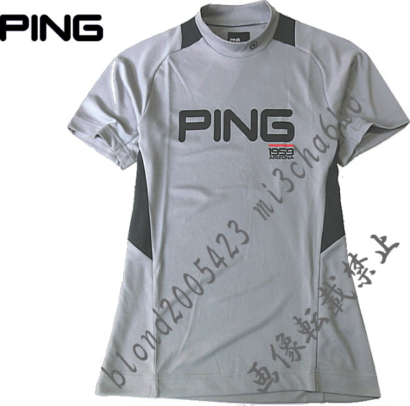 ■新品【PING GOLF】ピン ゴルフ 軽量素材 吸汗速乾 モックネック 前面BIGロゴ 半袖シャツ■GR/3L(XXL)_画像1