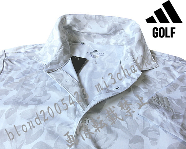 ■新品【adidas GOLF】アディダスゴルフ 吸汗速乾 トーナルプリント半袖ポロシャツ■WH/XLの画像1