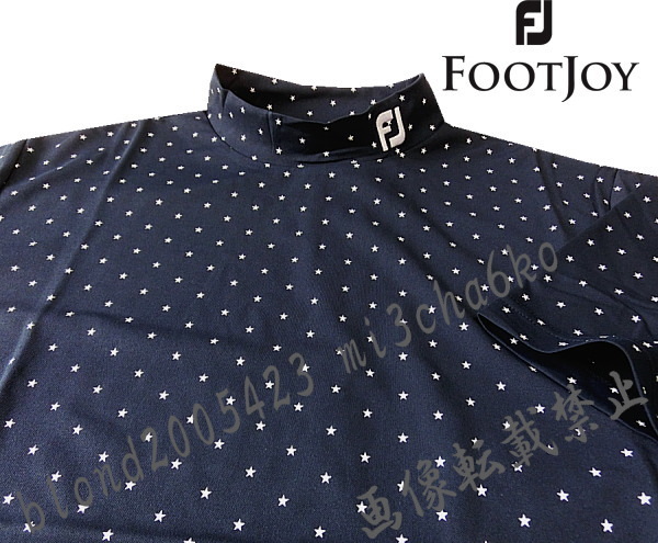 ■新品【FOOT JOY GOLF】フットジョイゴルフ 吸汗速乾 ストレッチ 衿刺繍ロゴ モックネック半袖シャツ■NV/XXL_画像1