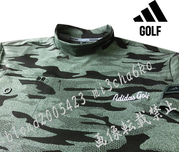 ■新品【adidas GOLF】アディダスゴルフ カモ柄 AEROREADY吸湿性 半袖モックネックシャツ■KH/XL_画像1