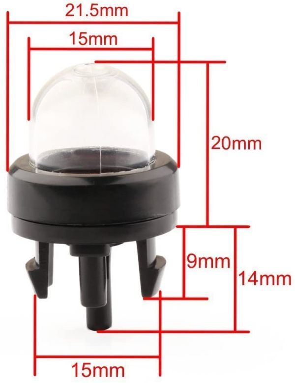 5個入 プライマリーポンプ プライミングポンプ 内径約15mm 総長約33.5mm チェーンソー交換用部品 刈払機を修理_画像2