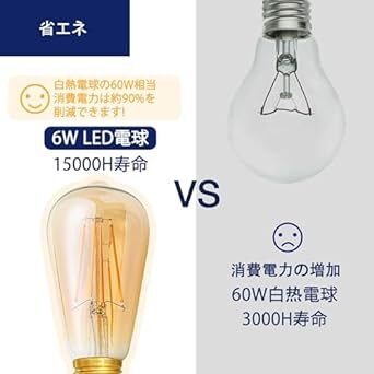 FLSNT LED電球 E26口金 60W形相当 2200K 電球色 650lm エジソン電球 フィラメント電球 茶色 シャンデリ_画像3