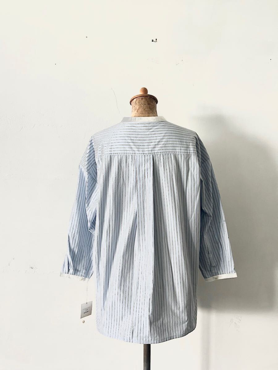 【未使用】VANILLA　スタンドカラーワイドシャツ　ストライプ柄