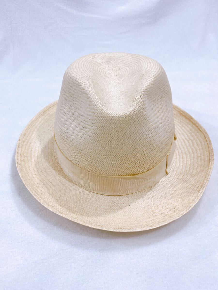 (送料込み)イタリアBORSALINO ボルサリーノ 帽子 表記サイズ 59ハット パナマハット 麦わら帽子 の画像1