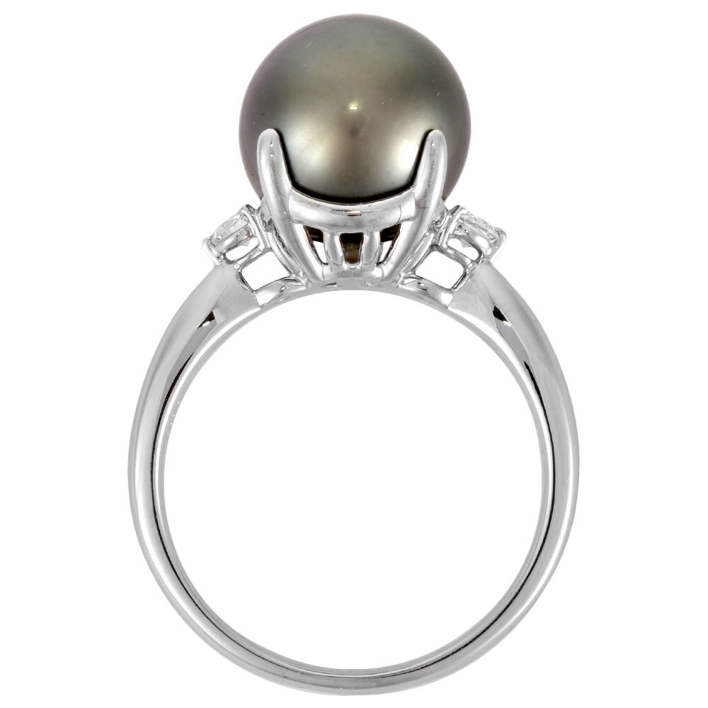タサキ TASAKI リング 指輪 ダイヤモンド 0.14ct 約19.5号 Pt900 ブラックパール（黒蝶真珠）11.5mm レディース_画像3