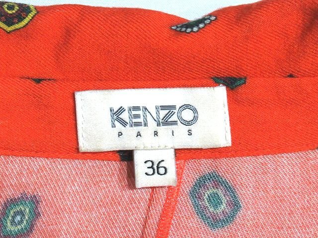 * очень красивый товар *KENZO Kenzo * плиссировать /gya The - переключатель * большой размер * длинный * tops * рубашка *#36* orange серия * Франция производства * внутренний стандартный товар 