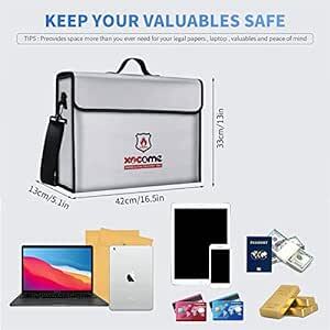  enduring fire bag document storage case fireproof explosion proof waterproof disaster prevention heat-resisting 2093*C cash storage safe enduring fire bag handbag home use A4 size correspondence large shape 