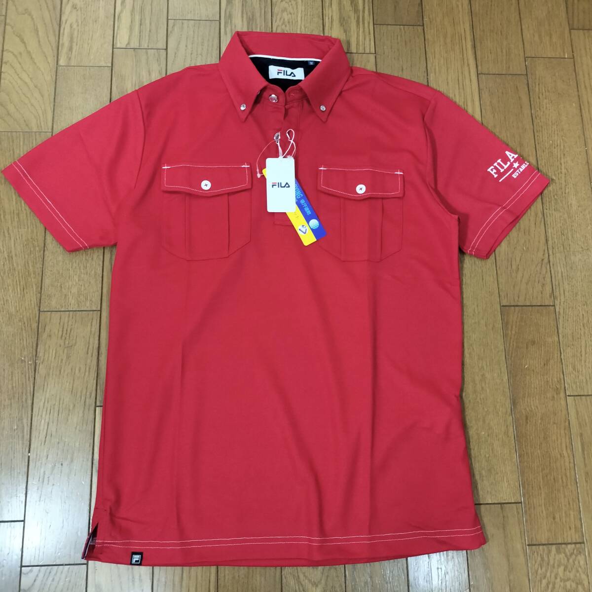 (物38)　新品　フィラ　ゴルフ　半袖ポロシャツ　749-669Ｇ　赤　メンズLL_画像2