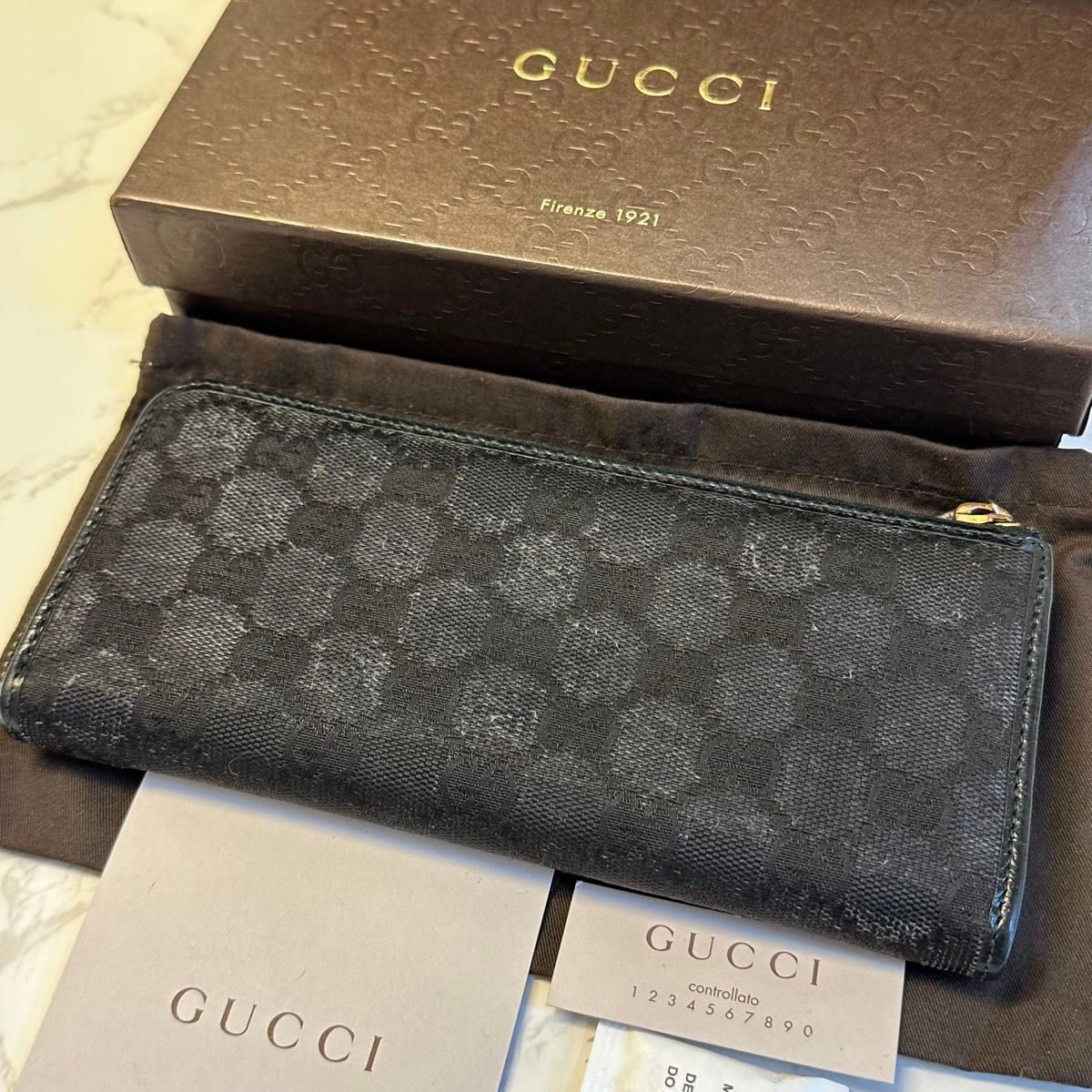 超良品！ グッチ GUCCI 財布 長財布　GGキャンバス ラウンドファスナー