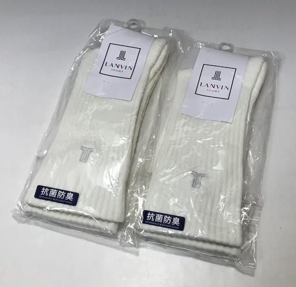 LANVIN SPORT ランバン スポール　ロゴ刺繍ソックス 靴下 2足セット ホワイト フリーサイズ VMP0001A1 未使用_画像2