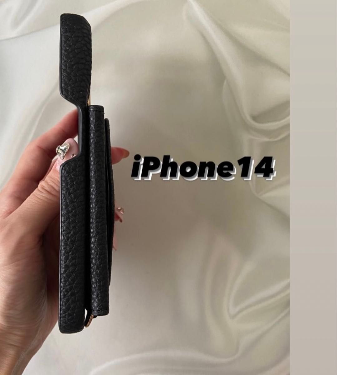 【ワケアリ】iPhone14 黒　スマホケース　ショルダー　レザー