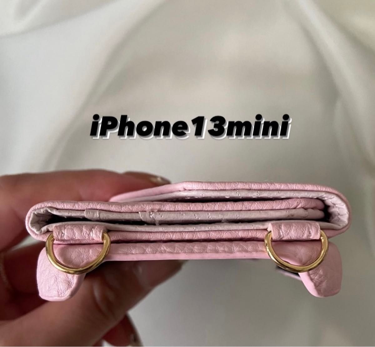 【残り１個】iPhone13mini  ピンク　ショルダー　スマホケース　鏡