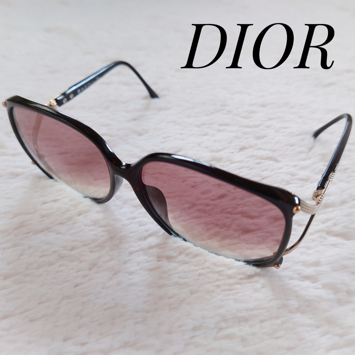 1 jpy ~ beautiful goods Christian Dior Christian Dior glasses sunglasses CD Logo color lens 2496A 80 60*13 black Boston frame 