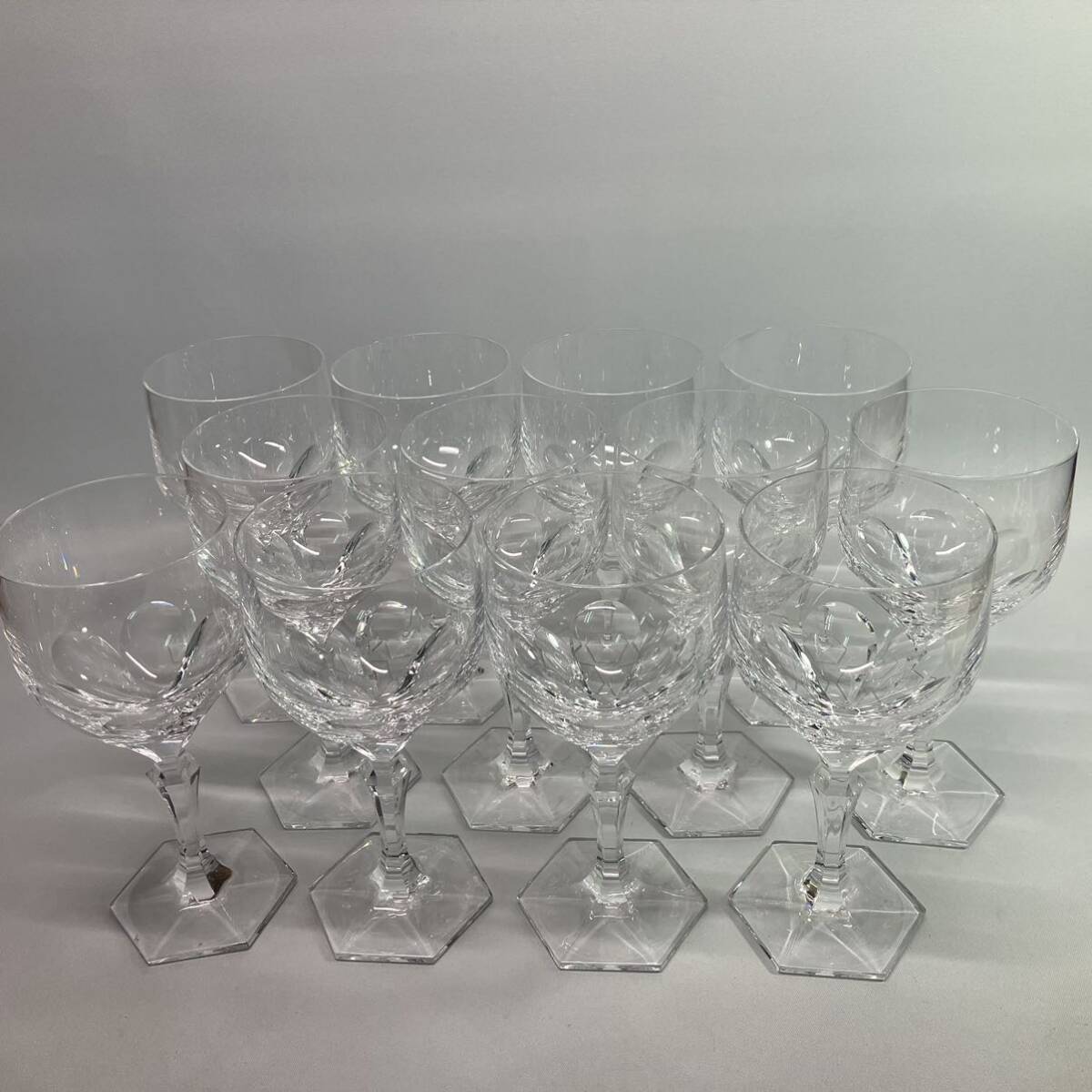 ★1円〜 HOYA CRYSTAL クリスタル グラス ガラス 6面 ワイン 12客セット 高さ 約17.5cm _画像1